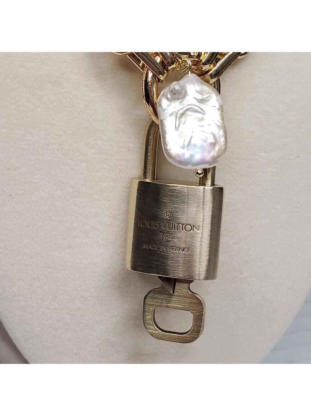 Authentic Louis Vuitton Lock & Key w/ Unbranded Stainless Steel Chain Necklace - Picture 8 of 16